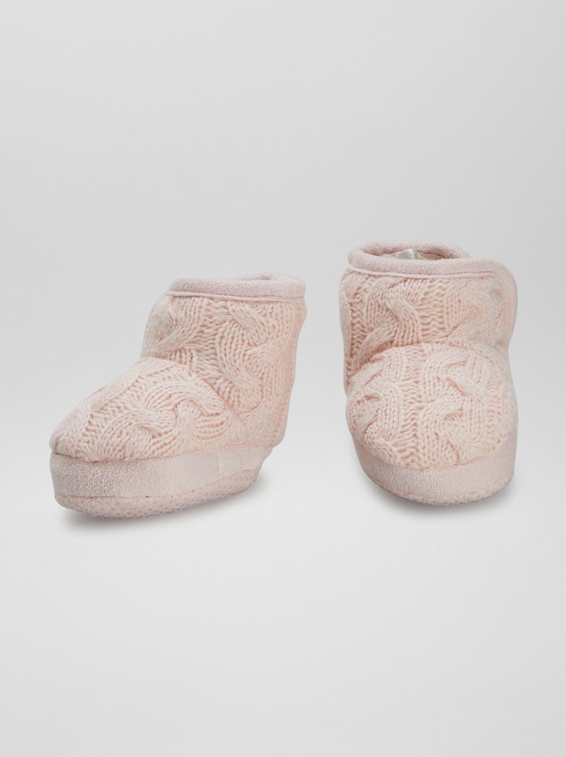 Pantofole con lavorazione a maglia intrecciata ROSA - Kiabi