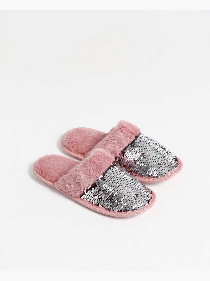 Pantofole con paillettes da donna ADMAS Rosa - Kiabi