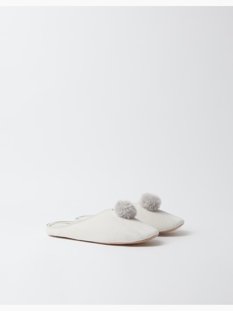 Pantofole con pompon, mo fashion Grigio - Kiabi