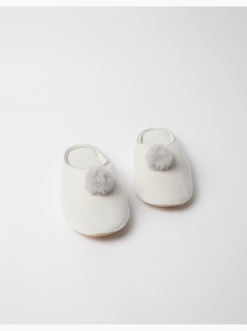 Pantofole con pompon, mo fashion Grigio - Kiabi