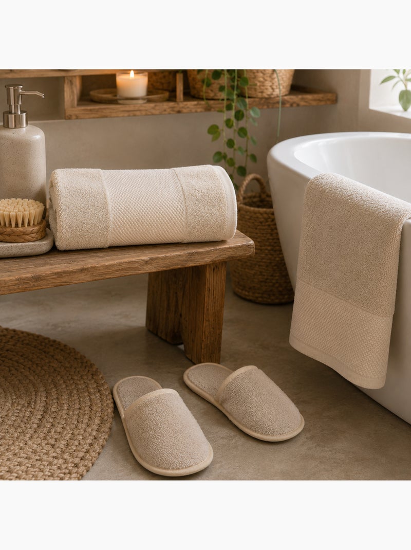Pantofole da bagno in cotone spugna impermeabile unisex SPA Beige - Kiabi