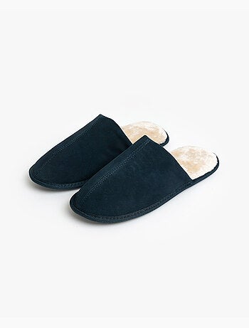 Pantofole da casa ADMAS in pelle scamosciata blu navy da uomo