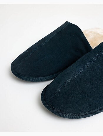 Pantofole da casa ADMAS in pelle scamosciata blu navy da uomo