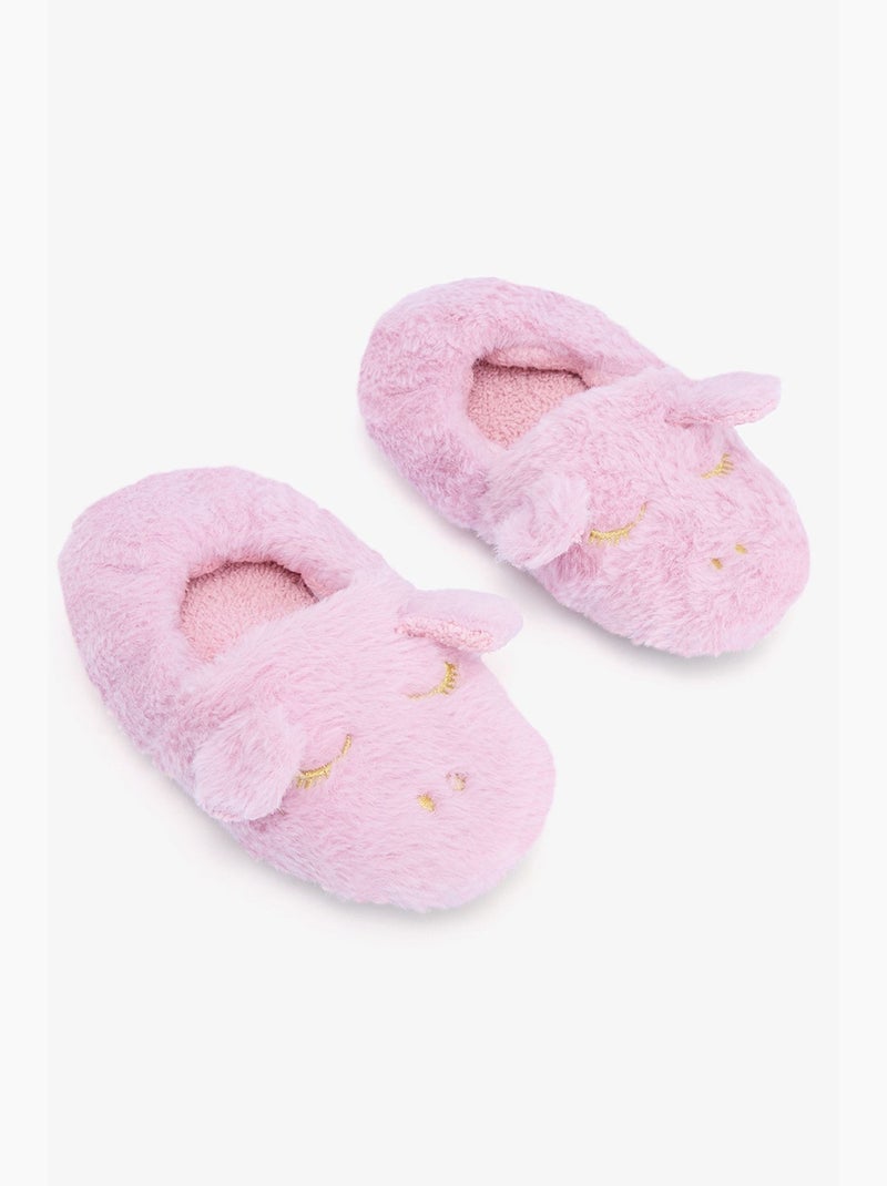 Pantofole da casa bambina con unicorno ricamato penti Rosa confetto - Kiabi