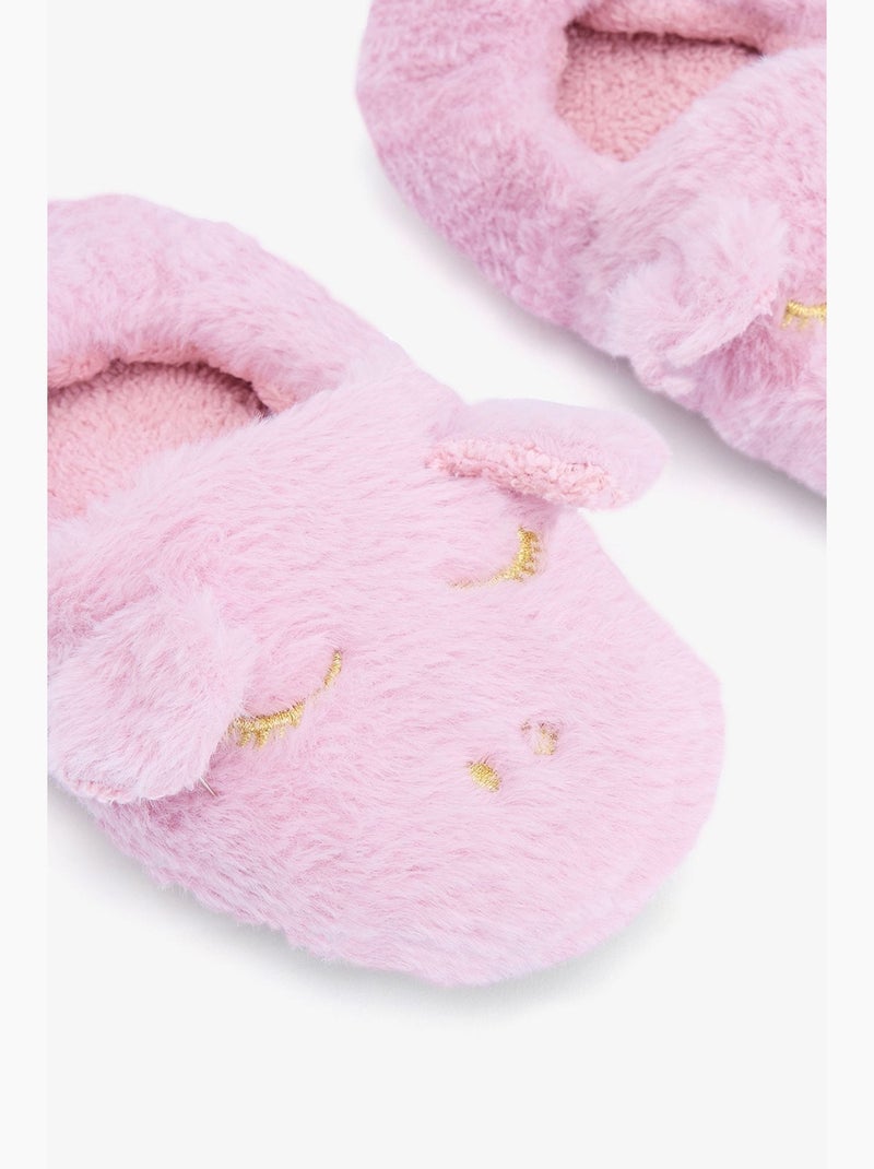 Pantofole da casa bambina con unicorno ricamato penti Rosa confetto - Kiabi