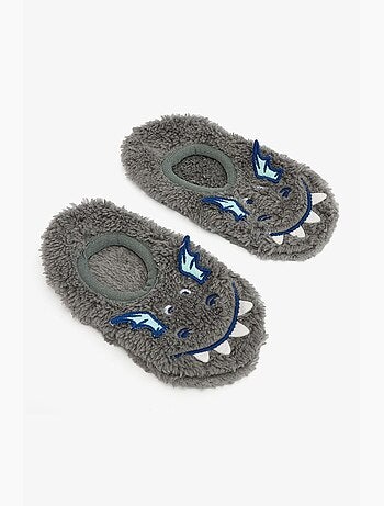 Pantofole da casa bambino con ricamo drago, accessorio e suola antiscivolo penti