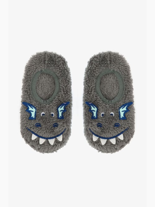 Pantofole da casa bambino con ricamo drago, accessorio e suola antiscivolo penti - Kiabi