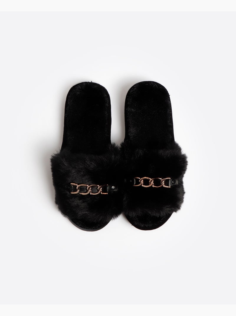 Pantofole da casa con catena da donna ADMAS Nero - Kiabi