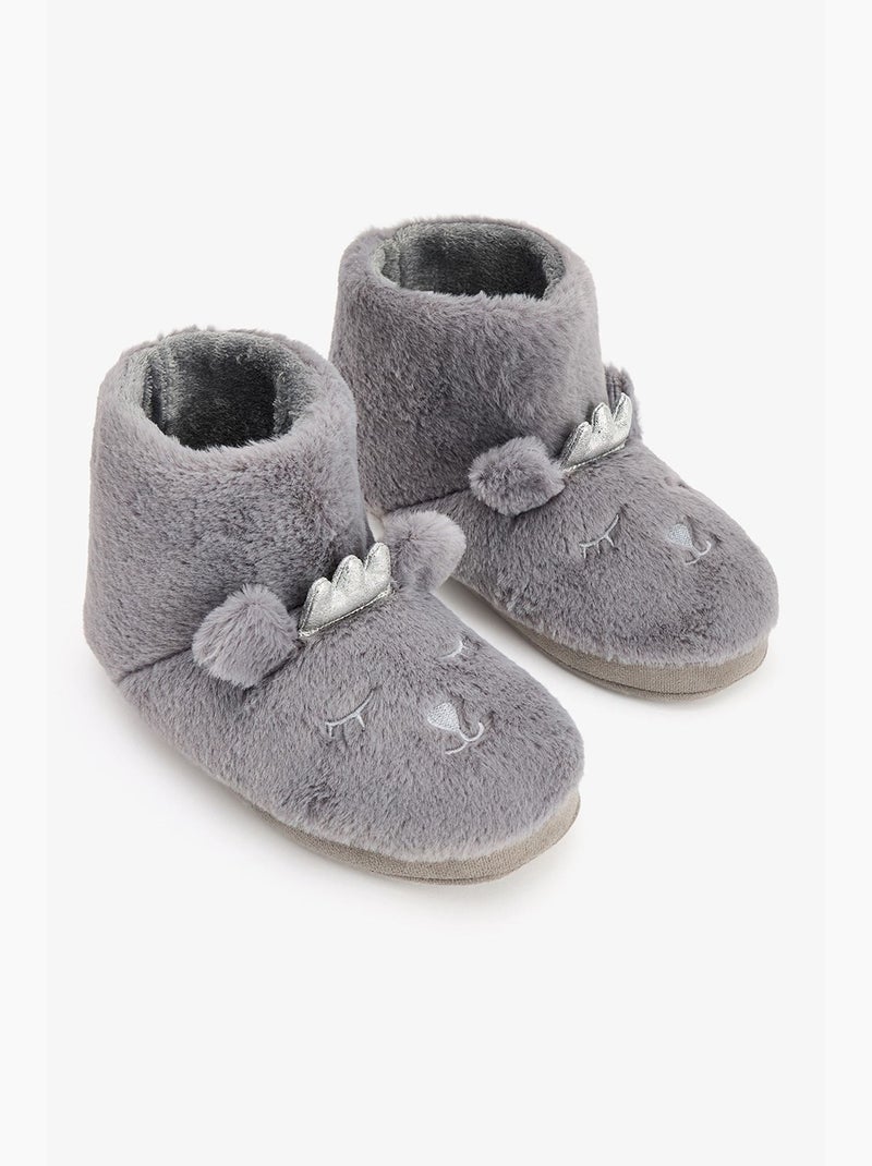 Pantofole da casa softy ricamate con animale penti Grigio - Kiabi