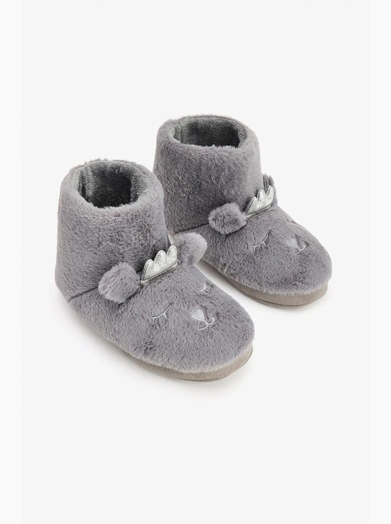 Pantofole da casa softy ricamate con animale penti Grigio - Kiabi