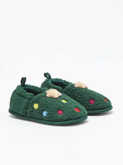 Pantofole divertenti in similpelle scamosciata a tema natalizio - Kiabi