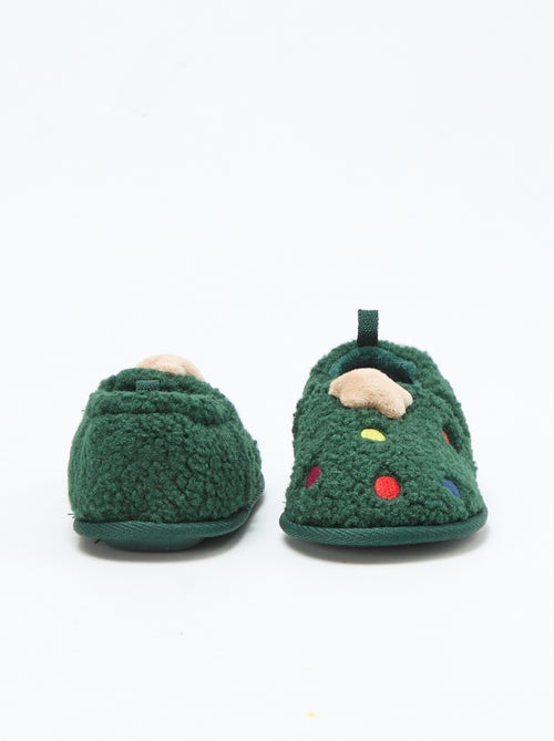 Pantofole divertenti in similpelle scamosciata a tema natalizio - Kiabi