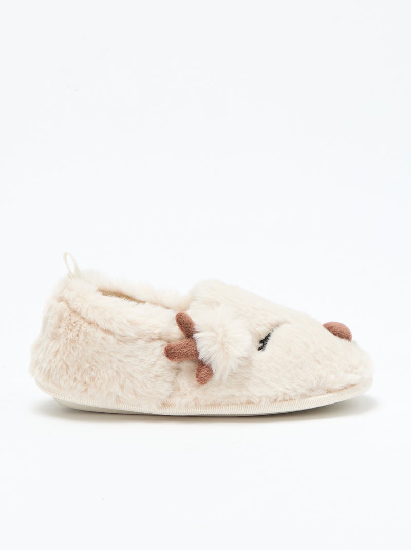 Pantofole divertenti renne Natale Beige - Kiabi