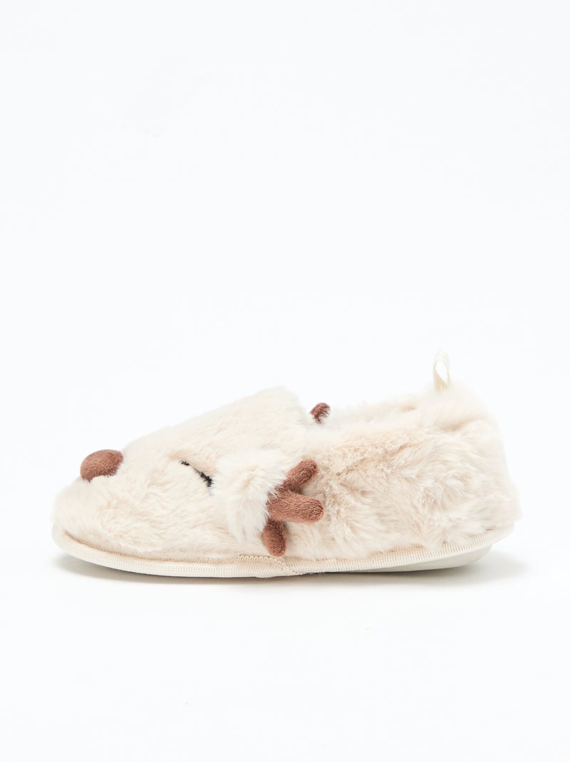 Pantofole divertenti renne Natale Beige - Kiabi