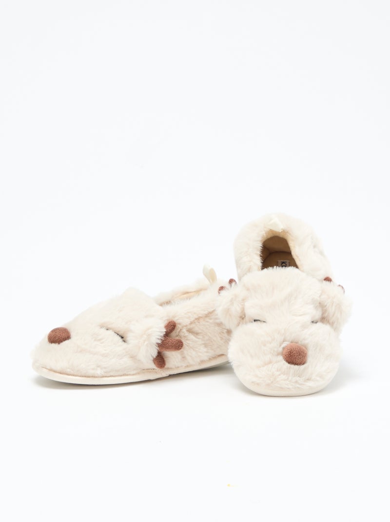 Pantofole divertenti renne Natale Beige - Kiabi