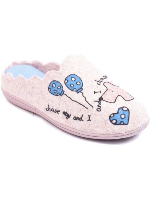 Pantofole donna aperte ozabi, feltro stampato, collo sfrangiato - Kiabi Pantofole donna aperte ozabi, feltro stampato, collo sfrangiato - Kiabi