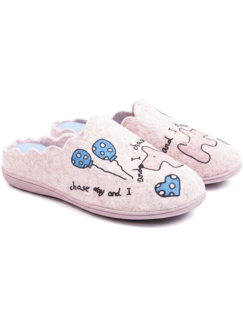 Pantofole donna aperte ozabi, feltro stampato, collo sfrangiato - Kiabi Pantofole donna aperte ozabi, feltro stampato, collo sfrangiato - Kiabi