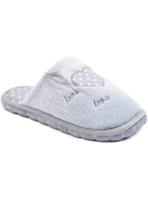 Pantofole donna aperte ozabi, finta pelliccia, cuore pois ricamato love - Kiabi Pantofole donna aperte ozabi, finta pelliccia, cuore pois ricamato love - Kiabi
