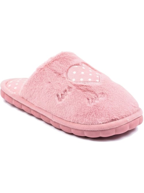 Pantofole donna aperte ozabi, finta pelliccia, cuore pois ricamato love - Kiabi Pantofole donna aperte ozabi, finta pelliccia, cuore pois ricamato love - Kiabi