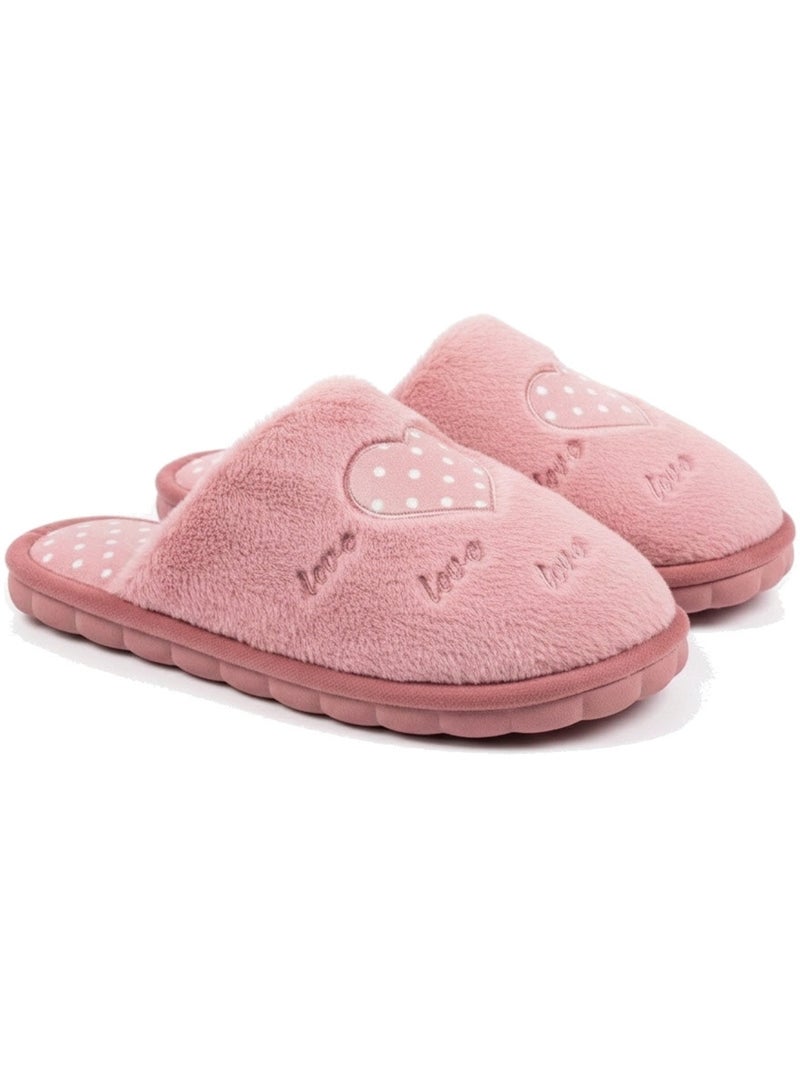 Pantofole donna aperte ozabi, finta pelliccia, cuore pois ricamato love Lilla chiaro - Kiabi
