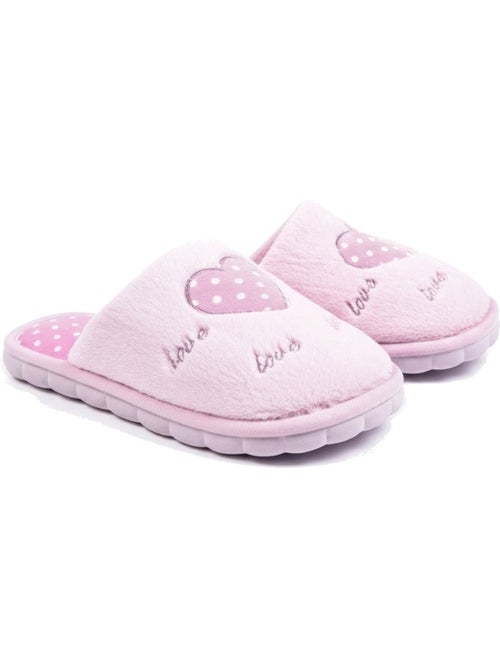 Pantofole donna aperte ozabi, finta pelliccia, cuore pois ricamato love - Kiabi Pantofole donna aperte ozabi, finta pelliccia, cuore pois ricamato love - Kiabi