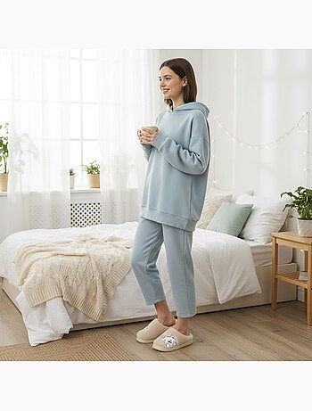 Pantofole donna aperte ozabi, peluche sintetica, orso ricamato