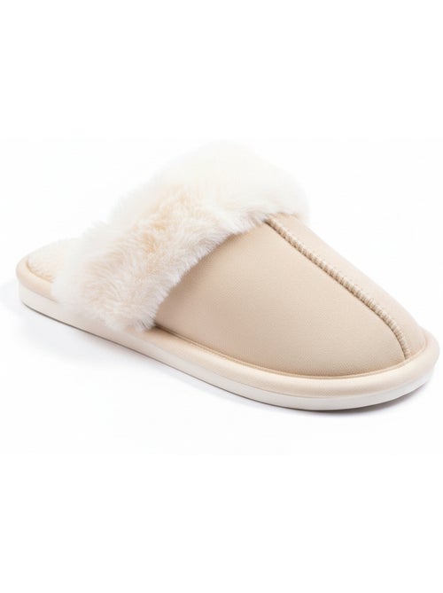Pantofole donna aperte ozabi, scamosciato sintetico, collo in peluche - Kiabi Pantofole donna aperte ozabi, scamosciato sintetico, collo in peluche - Kiabi