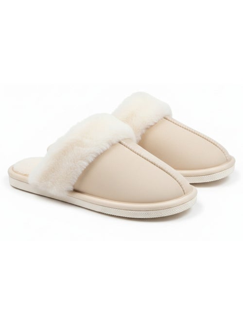 Pantofole donna aperte ozabi, scamosciato sintetico, collo in peluche - Kiabi Pantofole donna aperte ozabi, scamosciato sintetico, collo in peluche - Kiabi