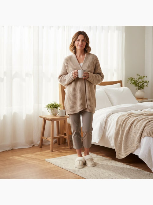 Pantofole donna aperte ozabi, scamosciato sintetico, collo in peluche - Kiabi Pantofole donna aperte ozabi, scamosciato sintetico, collo in peluche - Kiabi