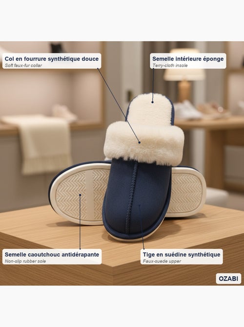 Pantofole donna aperte ozabi, scamosciato sintetico, collo in peluche - Kiabi Pantofole donna aperte ozabi, scamosciato sintetico, collo in peluche - Kiabi