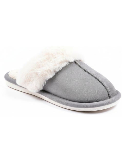 Pantofole donna aperte ozabi, scamosciato sintetico, collo in peluche - Kiabi