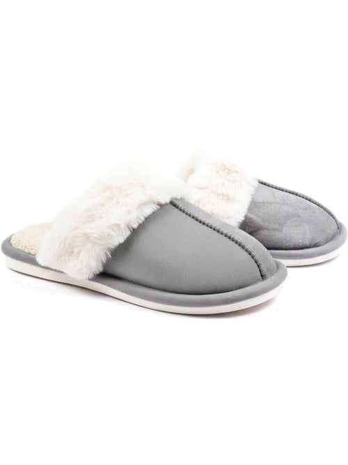 Pantofole donna aperte ozabi, scamosciato sintetico, collo in peluche - Kiabi