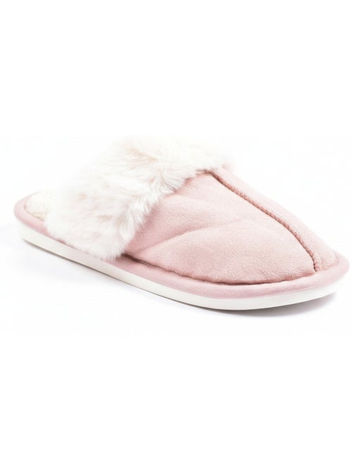 Pantofole donna aperte ozabi, scamosciato sintetico, collo in peluche - Kiabi