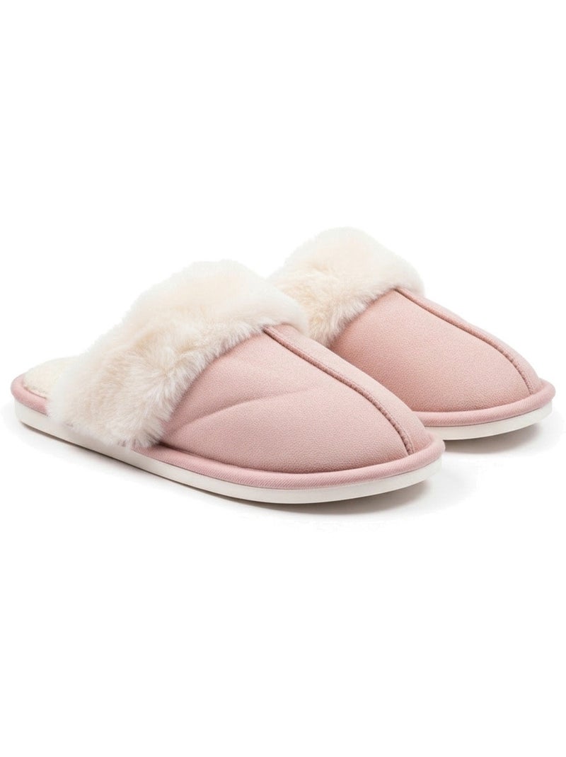 Pantofole donna aperte ozabi, scamosciato sintetico, collo in peluche Rosa - Kiabi