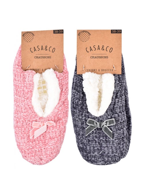 Pantofole Donna CASA AND CO Confezione da 2 - Kiabi Pantofole Donna CASA AND CO Confezione da 2 - Kiabi