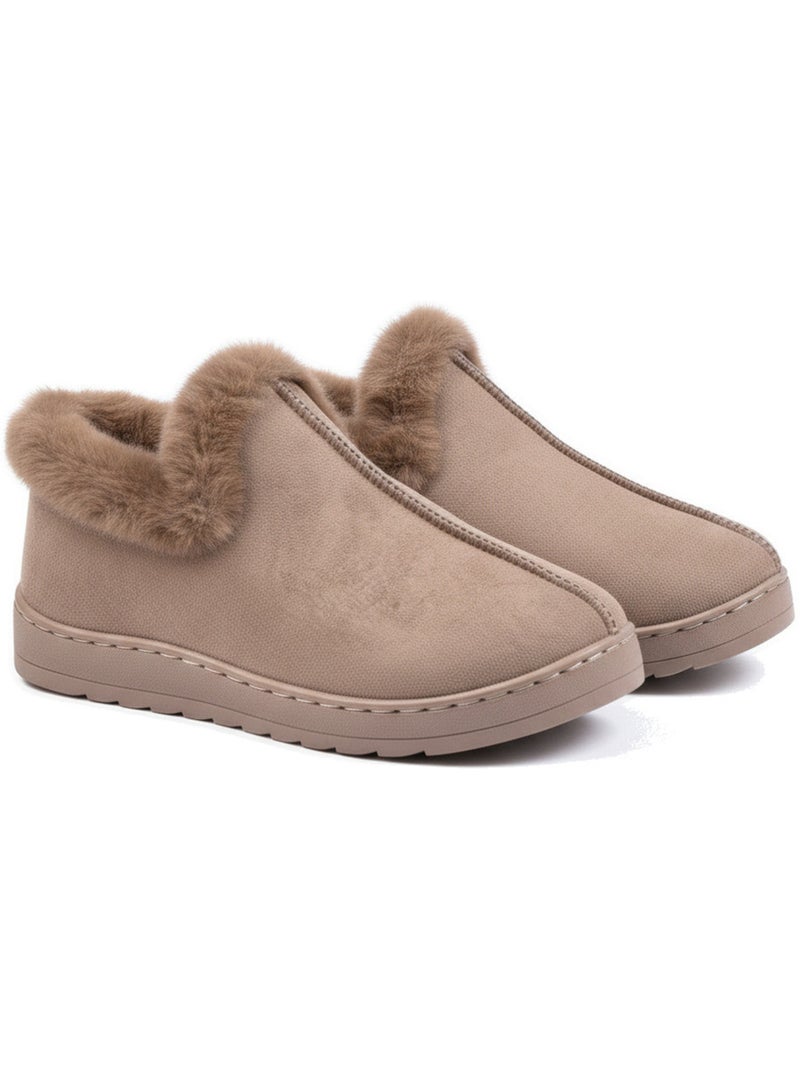 Pantofole donna invernali scandinave ozabi, montanti caviglia, suola dentellata Marrone - Kiabi
