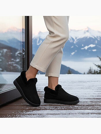 Pantofole donna invernali scandinave ozabi, montanti caviglia, suola dentellata