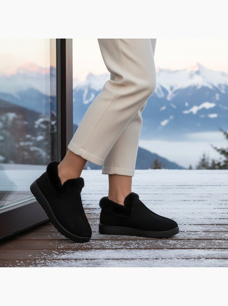 Pantofole donna invernali scandinave ozabi, montanti caviglia, suola dentellata Nero - Kiabi