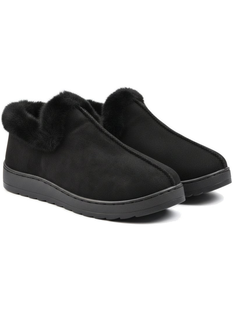 Pantofole donna invernali scandinave ozabi, montanti caviglia, suola dentellata Nero - Kiabi
