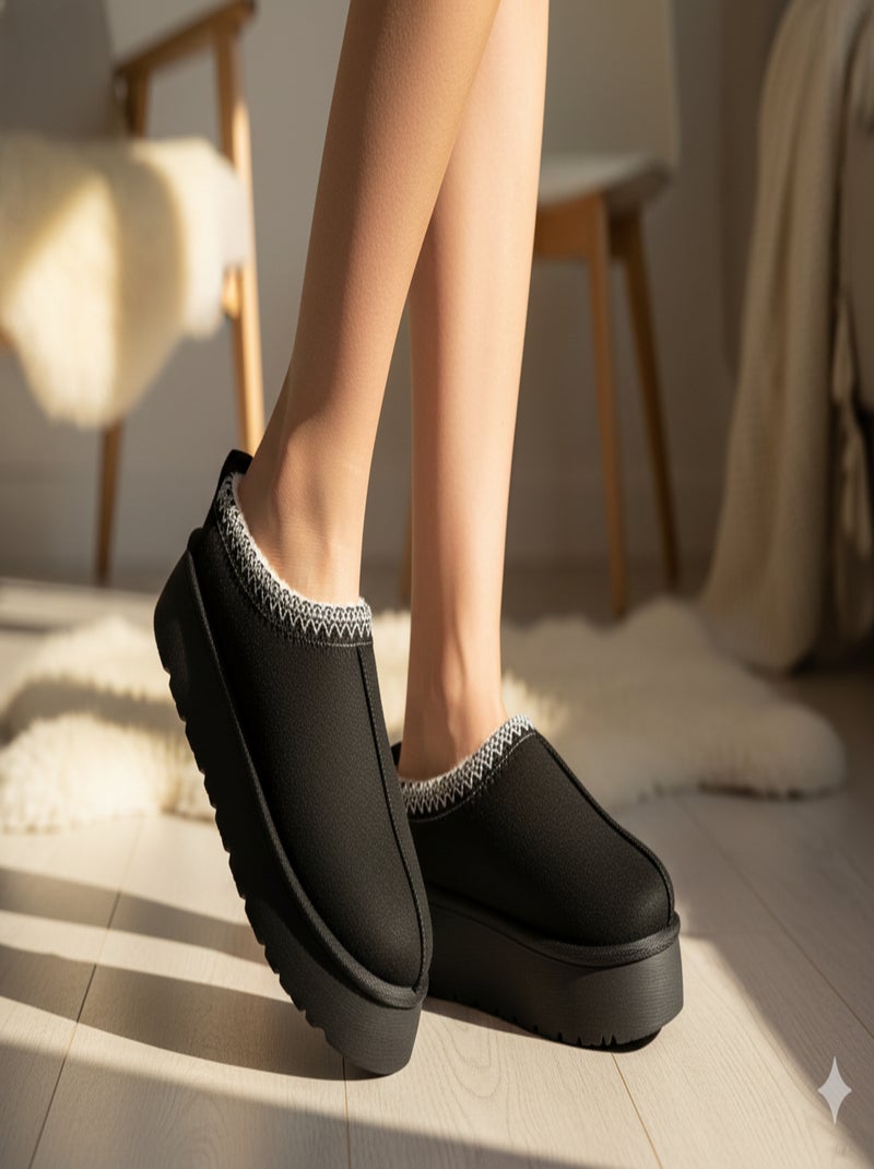 Pantofole Donna Inverno Mule Stile Scandinavo MD9769 Nero - Kiabi