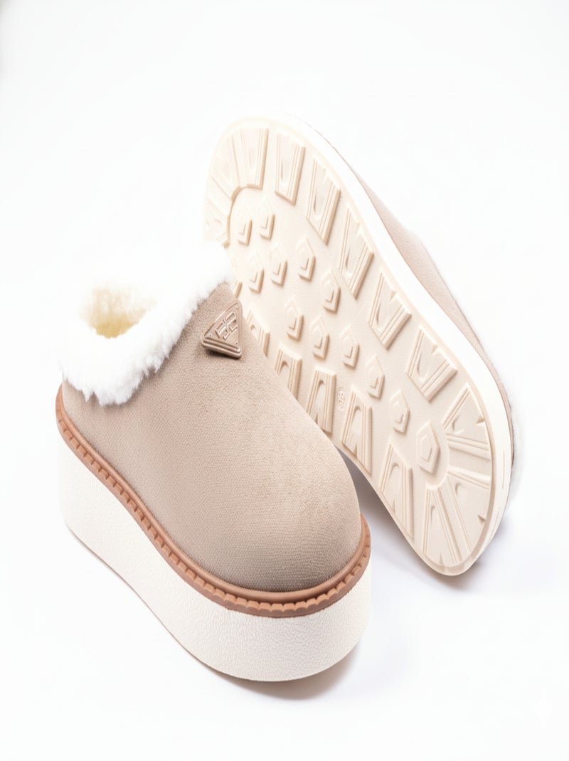 Pantofole Donna Inverno Mule Stile Scandinavo ND10882 Tortora - Kiabi