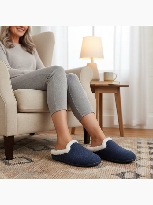 Pantofole donna inverno ozabi, feltro tinta unita sfumato, collo ecopelliccia - Kiabi Pantofole donna inverno ozabi, feltro tinta unita sfumato, collo ecopelliccia - Kiabi