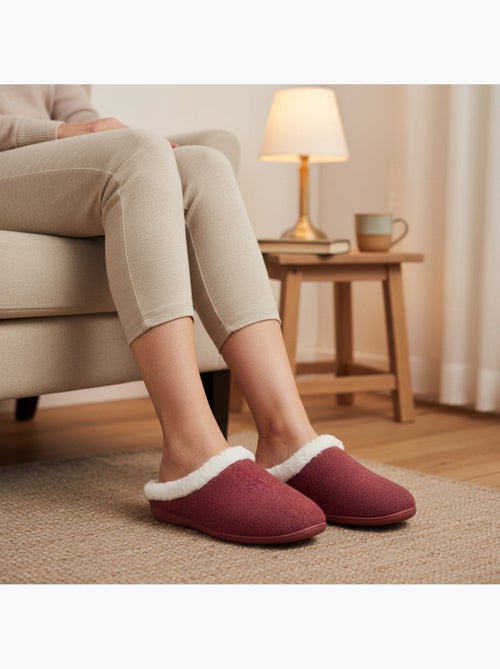 Pantofole donna inverno ozabi, feltro tinta unita sfumato, collo ecopelliccia - Kiabi Pantofole donna inverno ozabi, feltro tinta unita sfumato, collo ecopelliccia - Kiabi