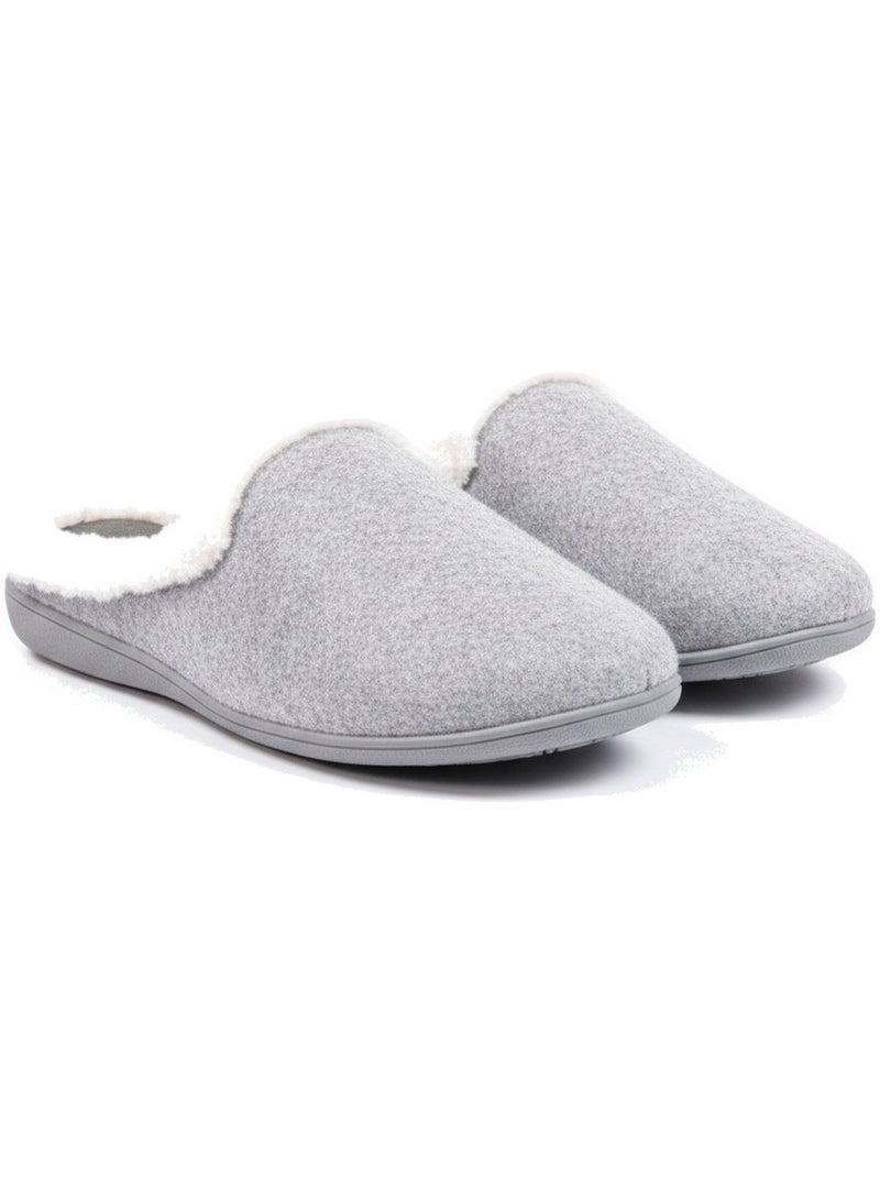 Pantofole donna inverno ozabi, feltro tinta unita sfumato, collo ecopelliccia Grigio - Kiabi