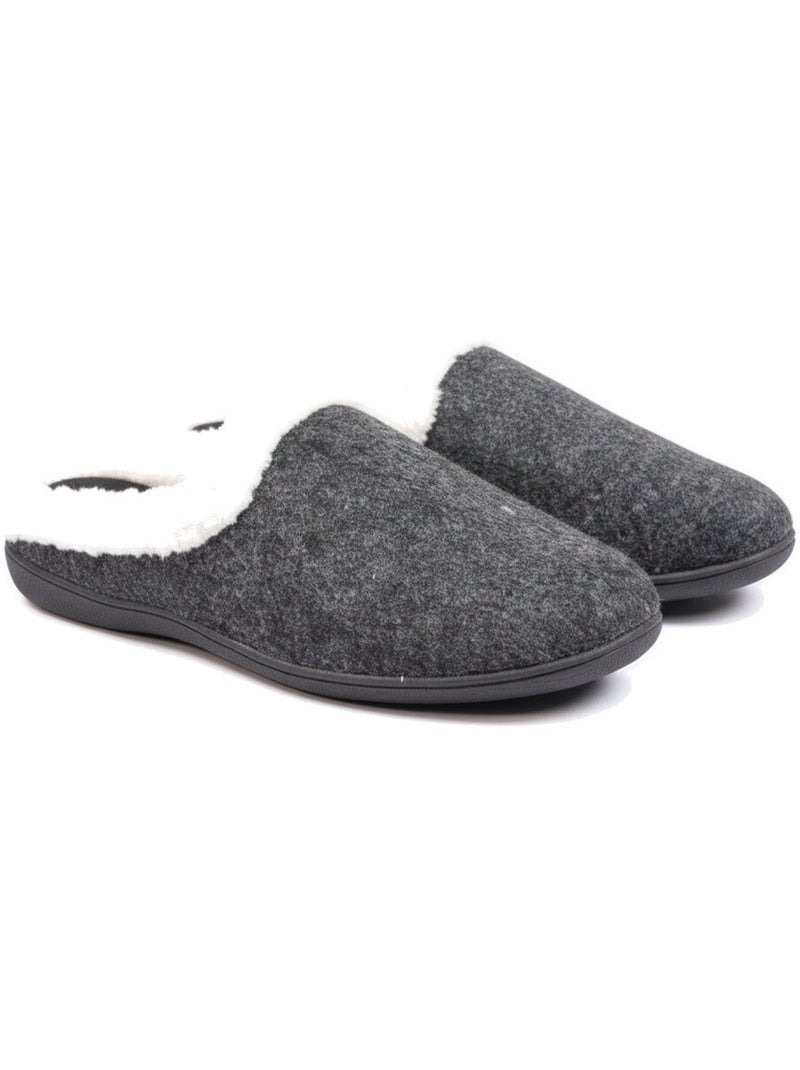 Pantofole donna inverno ozabi, feltro tinta unita sfumato, collo ecopelliccia Nero - Kiabi