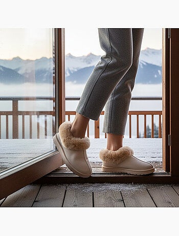 Pantofole donna inverno scandinavo ozabi, suola zigrinata interno esterno