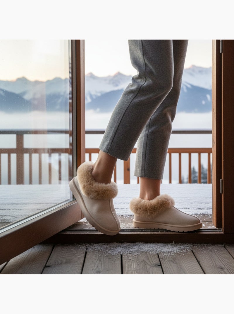 Pantofole donna inverno scandinavo ozabi, suola zigrinata interno esterno Beige - Kiabi
