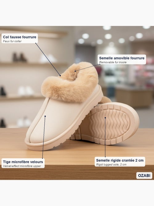 Pantofole donna inverno scandinavo ozabi, suola zigrinata interno esterno - Kiabi Pantofole donna inverno scandinavo ozabi, suola zigrinata interno esterno - Kiabi