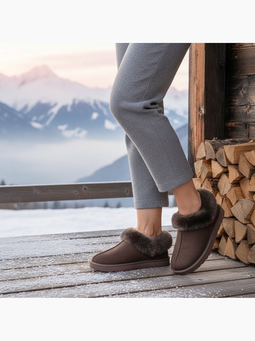 Pantofole donna inverno scandinavo ozabi, suola zigrinata interno esterno - Kiabi Pantofole donna inverno scandinavo ozabi, suola zigrinata interno esterno - Kiabi