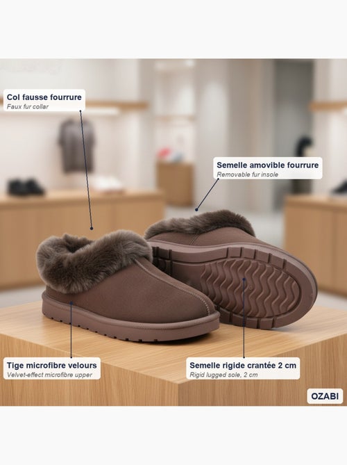 Pantofole donna inverno scandinavo ozabi, suola zigrinata interno esterno - Kiabi Pantofole donna inverno scandinavo ozabi, suola zigrinata interno esterno - Kiabi